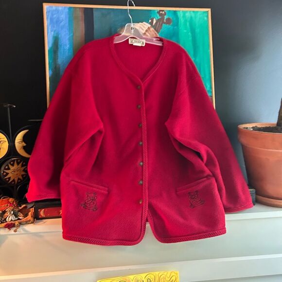 Vintage Y2K Transit Red Women's Cardigan Sweater Size L - Picture 3 of 16